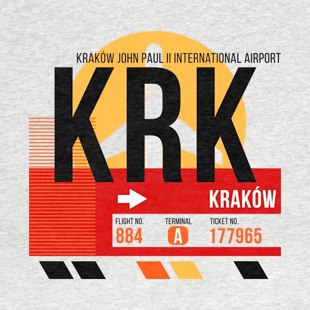 Krakow (KRK) Airport // Sunset Baggage Tag by Now Boarding